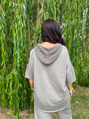 Mocha Crochet Hooded Top Clarice