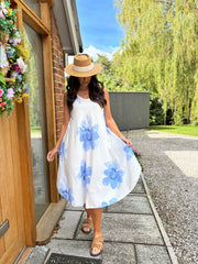 Light Blue Floral Print Dress Yvonne