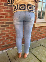 Light Denim Embellished Straight Leg Jeans
