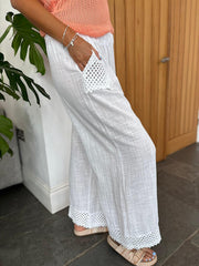 White Multi Hole Detail Trousers Terri