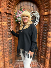 Black Tassel Fine Knit Jumper Carly Tillett s