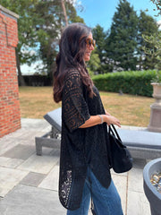 Black Open Knit Cover Up Elsie