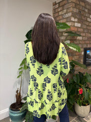 Lime Broderie Hem Tassel Top Ruth