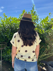 Buttercream Polka Dot Tie Front Blouse Tiana