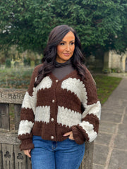 Chocolate Block Stripe Knitted Cardigan Elle