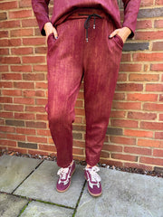 Wine Brushstroke Shimmer Joggers Natalia