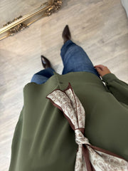 Khaki Scarf Detail Blouse Belle