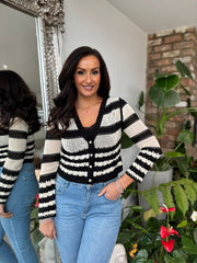 Black Crochet Stripe Cardi Scarlett
