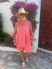 Orange Ditsy Floral Vest Top Lyra