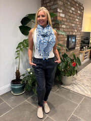 Navy Coated Trousers Sasha