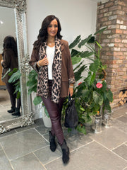 Chocolate Leopard Lined Blazer Ashley