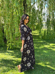 Black Sunburst Kaftan Dress Jolene