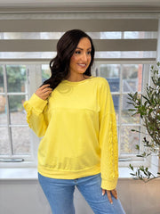 Yellow Ruffle Sleeve Sweatshirt Ava