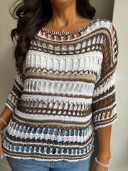 Chocolate Premium Striped Loose Knit Shona