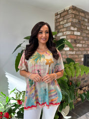 Gold Longline Multi Pattern Shimmer Top Helena