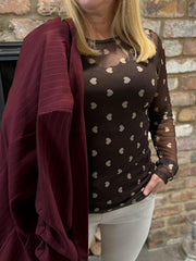 Chocolate Heart Mesh Top Nina