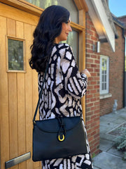 Black Braid Fasten Shoulder Bag