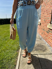 Blue Bubble Cotton Trouser Set Jasmine