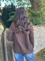 Chocolate Boucle Buttoned Coat Isla