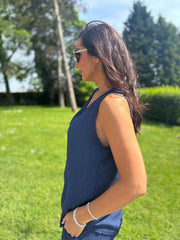 Navy Textured Vest Top Kaylee