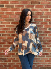 Denim Watercolour Shimmer Top Freya