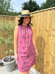 Wine Polka Dot Sleeveless Dress Tiana
