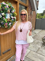 Pink Multi Hole Layered Top Laurel