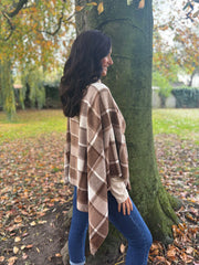 Chocolate Check Tie Shawl Roxie