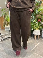 Chocolate Diamante Seam Front Trousers Nina