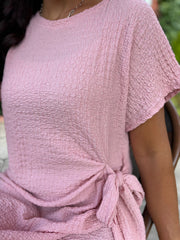 Pink Textured Tie Dress Corrina