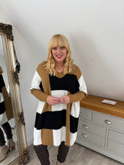 Camel Colour Block Longline Knit Lilly