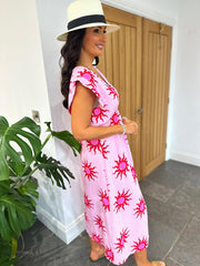 Pink Bubble Cotton Sunburst Dress Florence
