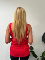 Red Lace Ribbed Vest Libby