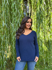Navy Embellished Soft Knit Francine