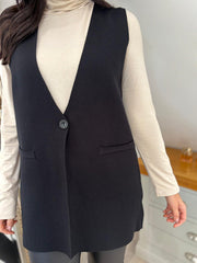 Black Single Button Waistcoat Kylie
