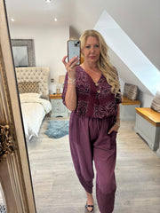 Wine Paisley Bubble Cotton Top Quinley