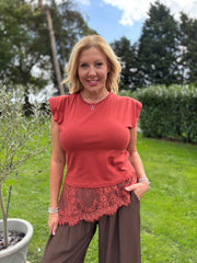 Rust Lace Hem Top Yasmin