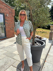 Sage Polka Dot Blouse Kathy