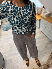 Mocha Velour Barrel Leg Trousers Jaiya