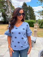 Denim Polka Dot Top Amber