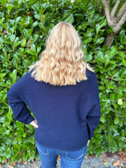 Navy Sleeve Detail Knit Top Julia