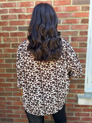 Chocolate Geometric Print Top Ayla