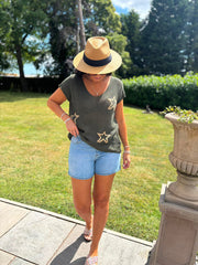 Khaki Star Knit Top Devon