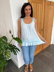Blue Floral Strap Vest Top Lexa