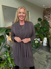 Chocolate Soft Drape Cardi Flora