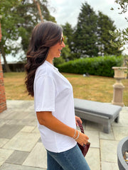 White Embellished Floral Tee Riley
