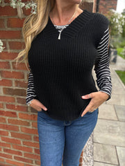 Black V-Neck Knitted Vest Evelyn