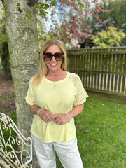 Lemon Net Sleeve Applique Tee Gemma