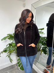 Black Chenille Zip Hoodie Mia