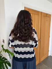 Navy Chevron Stripe Knit Olive
